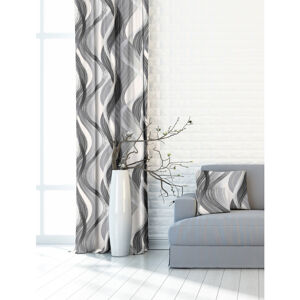 Závěs dekorační nebo látka, OXY Vlny, šedé, 150 cm