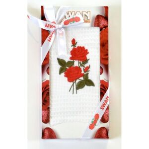 Bavlněná utěrka Darkové balení, Růže, 50 x 70 cm