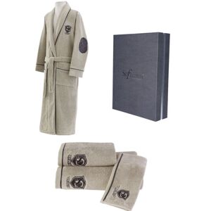 Soft Cotton Dárkové balení županu, ručníku a osušky LUXURY Béžová XXL + ručník + osuška +  box