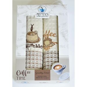 Dárkové balení 2 ks bavlněných utěrek, Espresso a Coffee, 50 x 70 cm