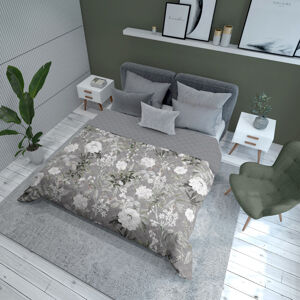 Detexpol Luxusní přehoz na postel 220x240 cm -  Květy šedé