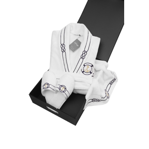 Soft Cotton Luxusní pánský župan s ručníkem a pupučemi MARINE MAN v dárkovém balení Bílá S + papučky (40/42) + ručník + box