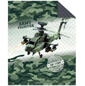 Detexpol Luxusní přehoz na postel 170x210 cm - Army vrtulník