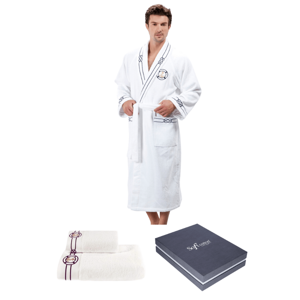 Soft Cotton Luxusní pánský župan MARINE MAN s ručníkem a osuškou v dárkovém balení Bílá XXL + ručník + osuška +  box