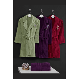 Soft Cotton Luxusní dámský krátký župan s ručníkem LILLY v dárkovém balení Světle zelená M + ručník 50x100cm +  box