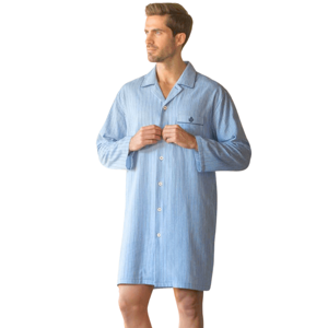 GUASCH Pánská flanelová noční košile AXEL Světle modrá XL