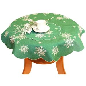 Forbyt, Ubrus vánoční, Vánoční vločka zelená, kulatý pr. 35 cm