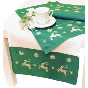 Forbyt, Ubrus vánoční, Sobi zelená, obdélník 30 x 45 cm