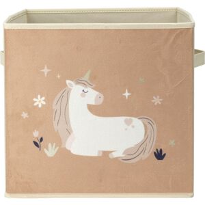 Dětský textilní box Unicorn dream béžová, 32 x 32 x 30 cm