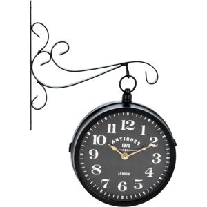 Kovové nástěnné hodiny Clemente černá, 29 x 9 x 39 cm