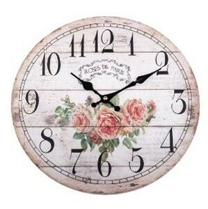 Nástěnné hodiny Paris roses, pr. 34 cm, dřevo