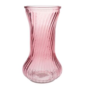 Skleněná váza Vivian, růžová, 21 x 10 cm