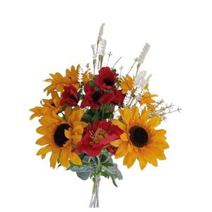 Umělá kytice slunečnic a vlčího máku, 80 x 19 cm