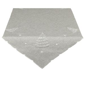 Ubrus Vánoční, Bílo stříbrný stromeček, šedý 30 x 45 cm ovál