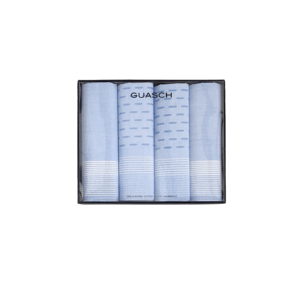 Bavlněné pánské kapesníky CHARON, 4 ks V dárkovém boxu 4 ks Modrá Sada (3 ks, 30x30 cm)