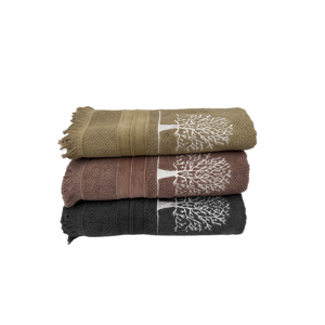 Soft Cotton Osuška a ručníky TREE v dárkovém balení Tmavě šedá Sada (malý ručník 30x50cm, ručník 50x100cm, osuška 70x140cm)