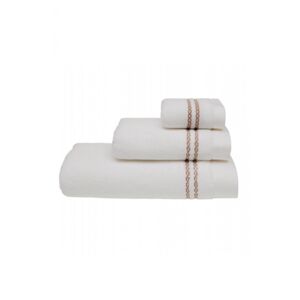 Soft Cotton 3x malý ručník CHAINE 30x50 cm Bílá / béžová výšivka