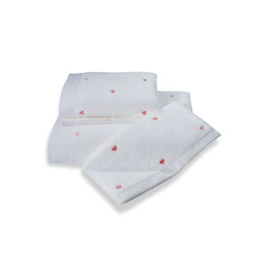 Soft Coton Ručník MICRO LOVE 50x100 cm Bílá / růžové srdíčka