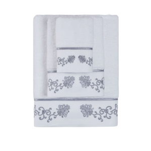 Soft Cotton Malý ručník DIARA 30x50 cm Bílá / šedá výšivka