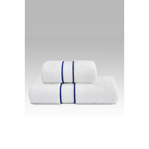Soft Cotton Osušky PREMIUM 92x160 cm Bílá / modrá výšivka