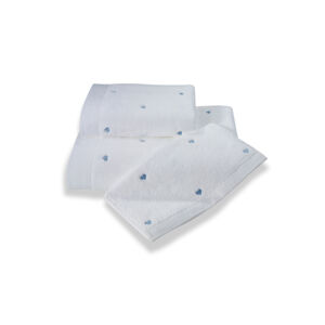 Soft Cotton Osuška MICRO LOVE 75x150 cm Bílá / modré srdíčka